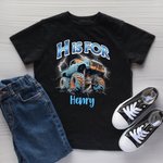 Personalisierte Lightning Extreme Stunt Truck Kind schwarzes T-Shirt Sweatshirt Hoodie mit Namen und Initialen zurück zu Schule Geburtstag Geschenk für Kinder Teenager