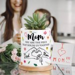 Personalisierte Aquarell Holding Hands 1-6 Kind Namen Keramik Pflanzentopf mit Bambus Basis Muttertag Geschenk für Mama