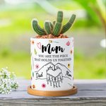Personalisierte Aquarell Holding Hands 1-6 Kind Namen Keramik Pflanzentopf mit Bambus Basis Muttertag Geschenk für Mama