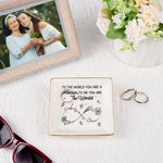 Personalized Mom And Daughter Forever Linked Together Infinity Birth Flowers Ceramic Square Jewelry Dish with Names Mother's Day Birthday Gift for Mom