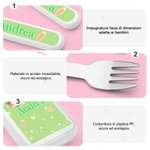 Set di posate personalizzate con forchetta cucchiaio coltello 3 pezzi con contenitore e nome regalo di compleanno di Pasqua per bambini