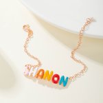 Personalised Enamel 3D Bubble Letter Name Bracelet Unique Jewellery Birthday Anniversary Mother's Day Gift for Women Girls