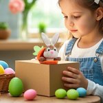 Personalized Little Bunny Hiding in A Zip-Up Carrot Soft Stuffed Plush Toy with Name and Keychain Easter Basket Stuffers Birthday Party Gift for Kids