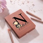 Personalized Classic Winnie the Pooh Name Makeup Brush Box Set with 5 Pcs Brushes and Mirror Travel Accessories Graduation Gift for Family Friends