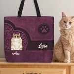 Bolsa tote reutilizable personalizado con 1-4 gatos en patrón gran capacidad con nombre regalo de cumpleaños para amantes de los gatos y mascotas