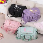 Personalised Ballet Silhouette Name Waterproof Large Travel Duffle Bag with Shoe Compartment and Shoulder Strap Birthday Gift for Dance Lovers