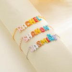 Personalised Enamel 3D Bubble Letter Name Bracelet Unique Jewellery Birthday Anniversary Mother's Day Gift for Women Girls