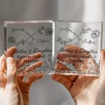 Personalized Infinity Birth Flowers Clear Square Acrylic Plaque with Names Desk Decor Mother's Day Birthday Gift for Mom
