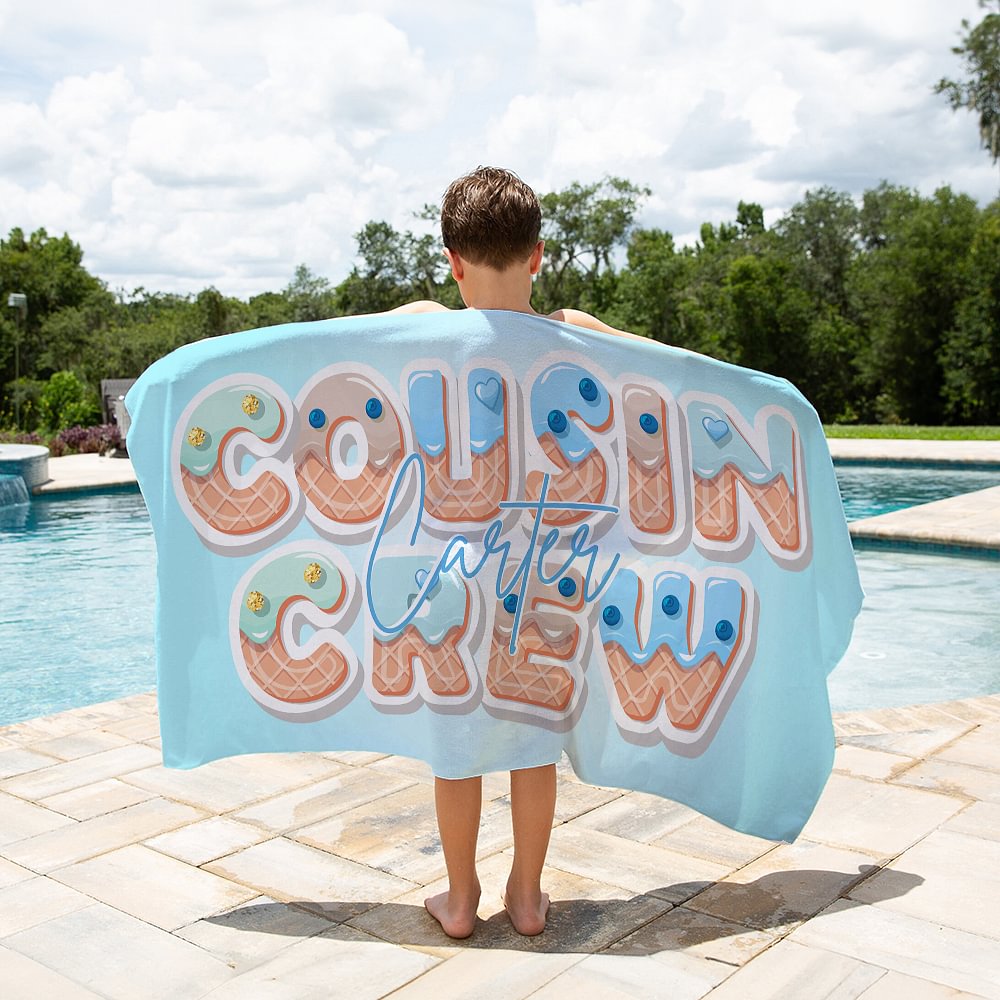 Serviette de plage personnalisée en microfibre à séchage rapide avec nom Cadeau d'anniversaire pour la famille et les enfants