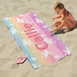 Personalized Fantasy Unicorn Rainbow Background Oversized Quick Dry Beach Towel with Name Summer Vacation Accessories Birthday Gift for Kids