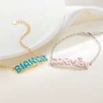 Personalised Enamel 3D Bubble Letter Name Bracelet Unique Jewellery Birthday Anniversary Mother's Day Gift for Women Girls