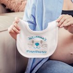 Personalised First Easter Cute Bunny Face 100% Cotton Baby Bib with Name Feeding Accessory Easter Gift for Newborn