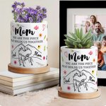 Personalisierte Aquarell Holding Hands 1-6 Kind Namen Keramik Pflanzentopf mit Bambus Basis Muttertag Geschenk für Mama