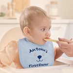 Personalised First Easter Cute Bunny Face 100% Cotton Baby Bib with Name Feeding Accessory Easter Gift for Newborn