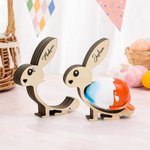 Personalized Cute Bunny Design Wooden Easter Egg Holder with Name Easter Party Home Decor Birthday Gift for Kids Family