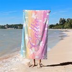 Personalized Fantasy Unicorn Rainbow Background Oversized Quick Dry Beach Towel with Name Summer Vacation Accessories Birthday Gift for Kids