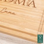 Personalized Engraved Floral Mom Grandma FSC Bamboo Charcuterie Cutting Board with Name and Juice Groove Mother's Day Birthday Gift for Family