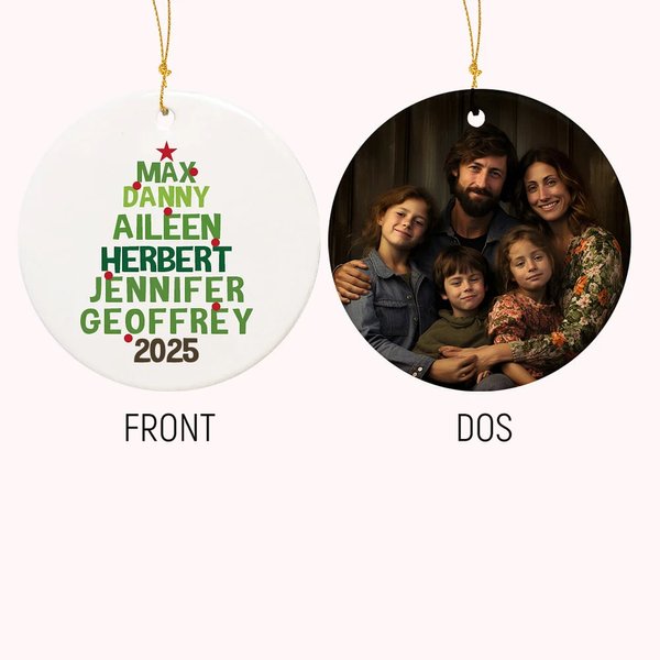 Pendentif en Porcelaine Décor d'Arbre de Noël Ornement Personnalisé avec Nom Cadeau Noël