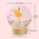 Personalised Ballet Girl Birth Flower Butterfly LED Night Light with Name and Wooden Base Room Decor Birthday Gift for Ballerina Ballet Lover