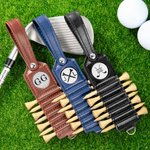 Personalized Golf Club Monogram Leather Golf Tee Holder with Name and 7 Pcs Tees Sports Accessories Birthday Father's Day Gift for Golf Players