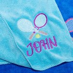 Personalized Multicolor Embroidered Tennis Racket Towel with Name Sports Accessory Team Birthday Gift for Tennis Player Coach