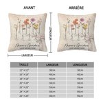 Taie d'Oreiller Personnalisée avec Titre 1 à 8 Noms et Fleurs de Naissance Cadeau Anniversaire Fête des Mères pour Grand-Mère et Mère