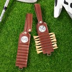Personalized Golf Club Monogram Leather Golf Tee Holder with Name and 7 Pcs Tees Sports Accessories Birthday Father's Day Gift for Golf Players