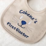 Personalised First Easter Cute Bunny Face 100% Cotton Baby Bib with Name Feeding Accessory Easter Gift for Newborn