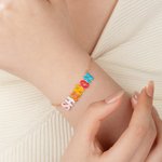 Personalised Enamel 3D Bubble Letter Name Bracelet Unique Jewellery Birthday Anniversary Mother's Day Gift for Women Girls