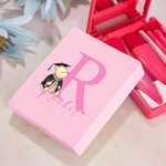 Personalized Classic Winnie the Pooh Name Makeup Brush Box Set with 5 Pcs Brushes and Mirror Travel Accessories Graduation Gift for Family Friends