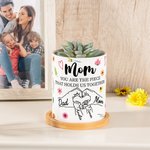 Personalisierte Aquarell Holding Hands 1-6 Kind Namen Keramik Pflanzentopf mit Bambus Basis Muttertag Geschenk für Mama