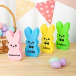 Ornamento luminoso multicolore personalizzato a forma del coniglietto pasquale con nome decorazione pasquale regalo per bambini