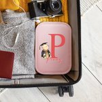 Personalized Classic Winnie the Pooh PU Leather Jewelry Box with Name and LED Three-Color Adjustable Makeup Mirror Graduation Gift for Graduates