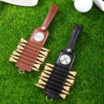 Personalized Golf Club Monogram Leather Golf Tee Holder with Name and 7 Pcs Tees Sports Accessories Birthday Father's Day Gift for Golf Players