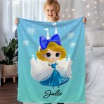 Castillo de princesas de dibujos animados personalizado Manta suave con nombre Decoración del hogar Regalo de cumpleaños para niñas
