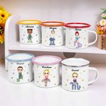 Taza esmaltada personalizada de 355 ml con personaje signos del zodiaco y nombre regalo de cumpleaños accesorios para acampamento para niños y familia