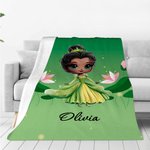 Castillo de princesas de dibujos animados personalizado Manta suave con nombre Decoración del hogar Regalo de cumpleaños para niñas