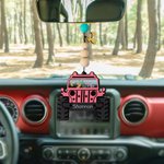 Personalized Duck Jeep Car Beaded Double-sided Printing Hanging Wood Ornament with Initial & Name Rear View Mirror Christmas Tree Decor for Jeep Lover