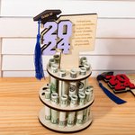 Personalized Wooden Layered Cake Money Holder with Text Graduation Cap and Tassel Graduation Gift for Graduates