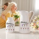 Personalisierte Omas Garten Geburt Blume Schmetterling Keramik Blumenvase mit 1-10 Namen Geburtstag Muttertag Geschenk für Mama Oma Familie