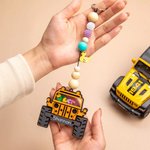 Personalized Duck Jeep Car Beaded Double-sided Printing Hanging Wood Ornament with Initial & Name Rear View Mirror Christmas Tree Decor for Jeep Lover