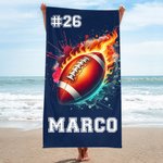 Asciugamano da spiaggia personalizzato con nome e numero design con diverse tipologie di palla regalo per amanti dello sport