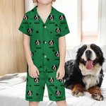 Personalized Dog Cat Face Photo Multicolor Short-sleeve Pajama Matching Shorts with Name Birthday Gift for Women Men Pet Lovers