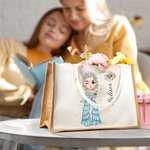 Sac en toile de jute avec nom et poignée Anniversaire Fête des mères Cadeau d'enterrement de vie de jeune fille pour les femmes