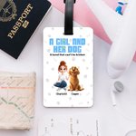 Personalisierte Ein Mädchen und ihre Hunde haben ungebrochene Bindung 3D Cartoon Stil Gepäckanhänger mit 1-5 Hundenamen Reisezubehör Geburtstagsgeschenk für Hundebesitzer