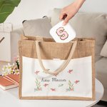 Personalisierte Wiederverwendbare Blumen Tragetasche mit Namen Tote Bag Wertschätzung Abschluss Geschenk für Lehrende Damen