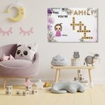 Personalizzato fiore di nascita cartone animato membri della famiglia nome Cruciverba Puzzle Canvas Poster incorniciato pittura senza cornice Home Decor Regalo di compleanno per la famiglia