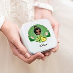 Personalized Snow Castle Cartoon Princess Leather Jewelry Box with Name Travel Essentials Birthday Anniversary Gift for Girls Women