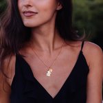 Personalized White Shell Rabbit Necklace with Initial Discs Lucky Rabbit Jewelry Easter Gift for Women Girls