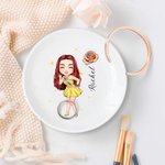 Personlig Prom Queen Birth Flower Ceramic Trinket Smyckeskål med namn Födelsedag Bröllop Förlovning Present för flickor Kvinnor